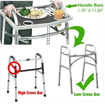 Walker Tray w/ Grip Mat Gray - Gray
