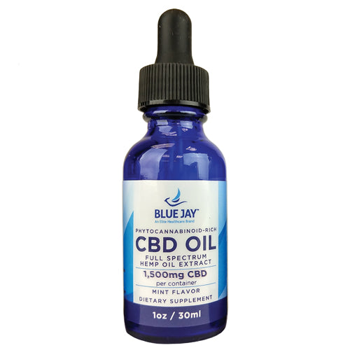 CBD Oil Pure Hemp Drops 1500 mg 1 oz Blue Jay - Mint