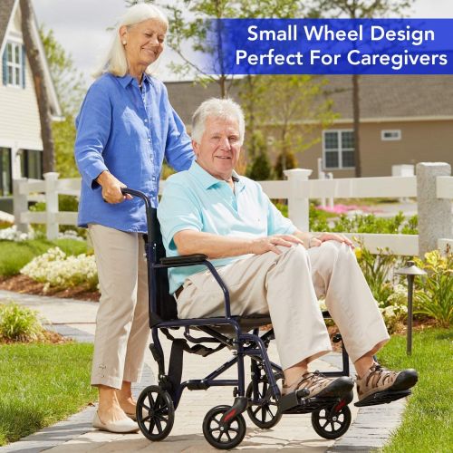 Transport Chair  19   Steel Metallic Blue  Folding